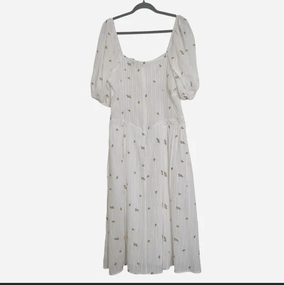 ASOS DESIGN Curve Premium puff sleeve trapeze midi dress Size 12 Cottage Core - Picture 5 of 8